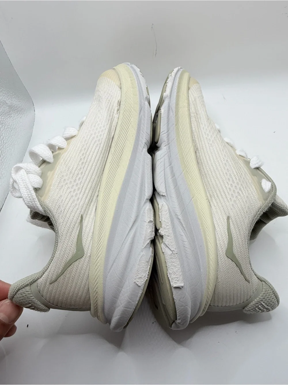 Hoka Women's Cream and White Cushion Running Shoes